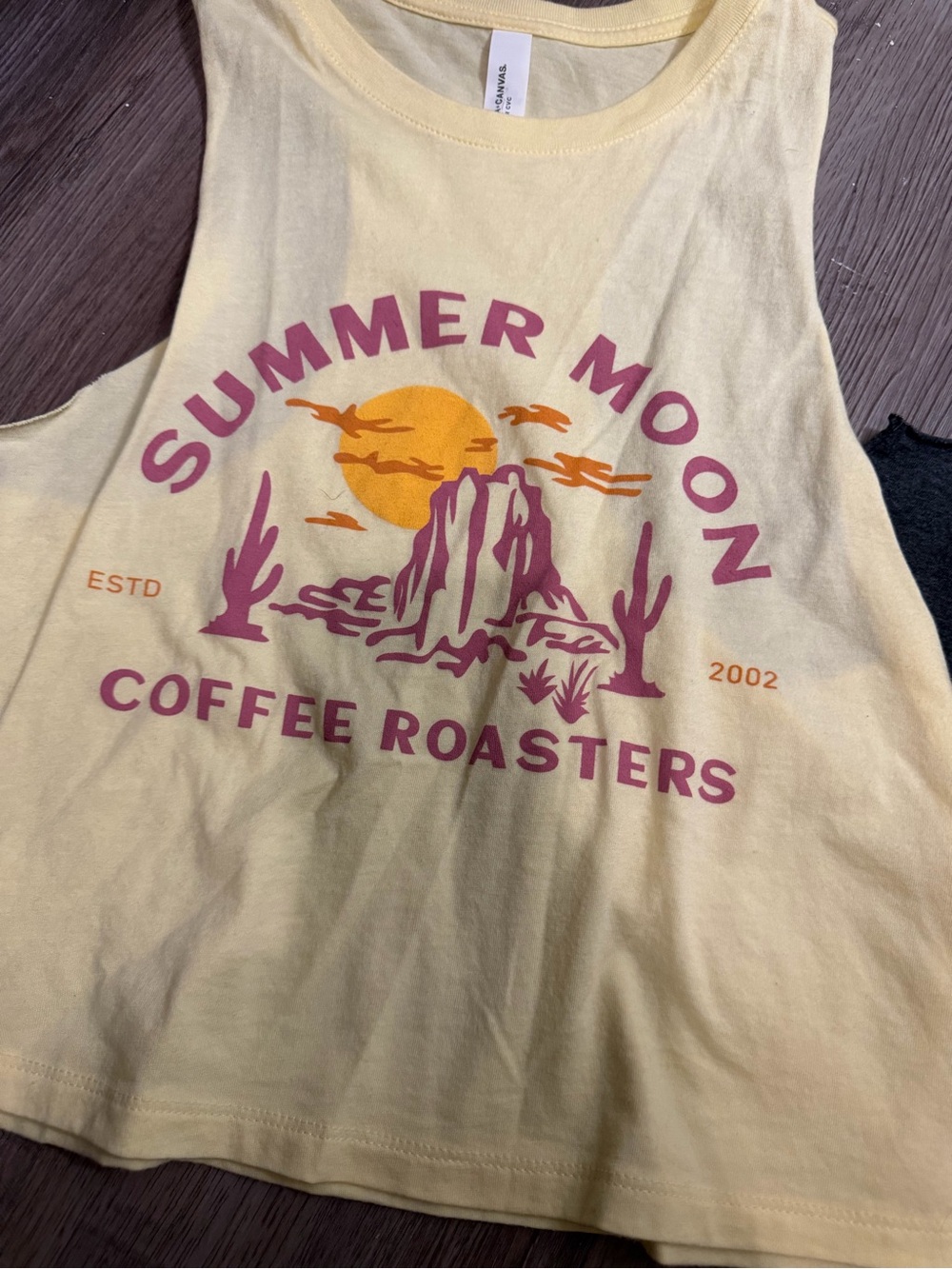 Summer Moon Coffee Graphic Tank Tops - yellow & gray- small - Picture 2 of 4